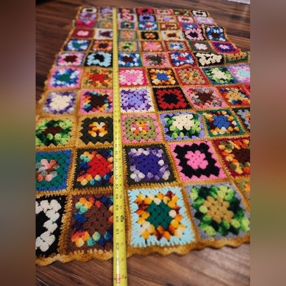 Vtg Granny Square couch throw Afghan blanket - Picture 6 of 7